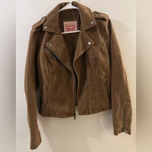 Levi’s  Faux Suede Leather Biker Jacket Brown Women’s XS Tan